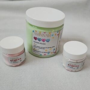 3pc Aminnah Sugar Polish with lip Butter and Scrub Set